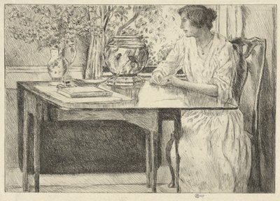 The Colonial Table (Holley House، Cos Cob) (وجه) ؛ منظر طبيعي مع الحظيرة (ظهر) بواسطة تشايلد حسام