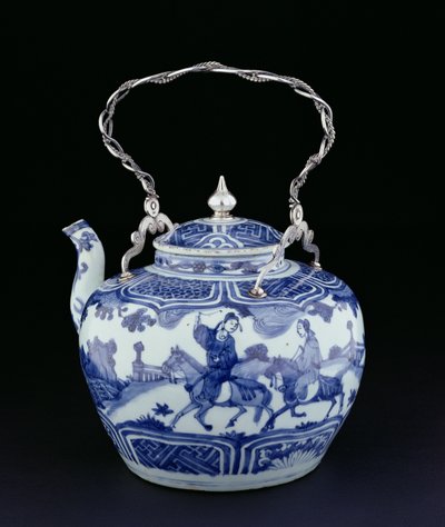إبريق صيني بمقبض أوروبي ، الفترة الانتقالية ، c.1640 (بورسلين بالفضة) بواسطة المدرسة الصينية