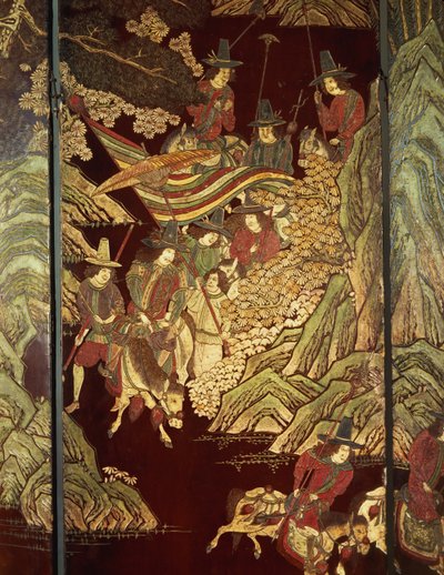 شاشة Coromandel ، ج 1700 بواسطة المدرسة الصينية