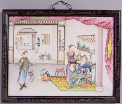 لوحة Imperial Canton ، فترة Qianlong ، 1736-95 (إعادة طلاء المينا) (انظر 207219 للزوج) بواسطة المدرسة الصينية