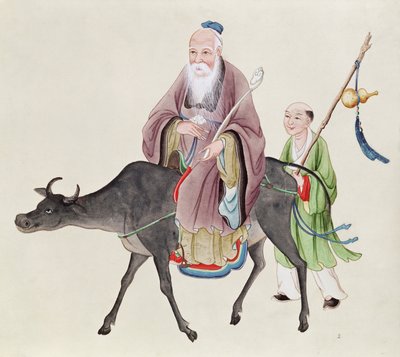 لاو تزو (c.604-531) على جاموسه ، يليه تلميذ (مرحاض على ورق) بواسطة المدرسة الصينية