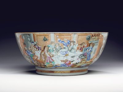 نادر وهائل punchbowl ، حوالي 1775 بواسطة المدرسة الصينية