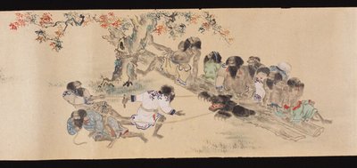 عينو أثناء صيد الدببة ، 1800-1829. بواسطة شيشيما