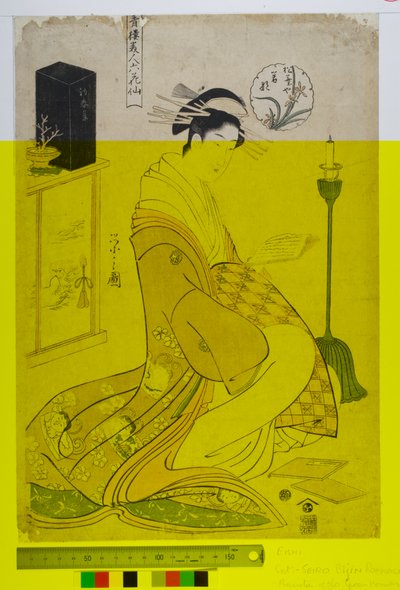 محاسن البيوت الخضراء مثل الشعراء الستة (سيرو بيجين روكاسين). حوالي 1794-1795 (طباعة خشبية على ورق) بواسطة تشوبونساي إيسي