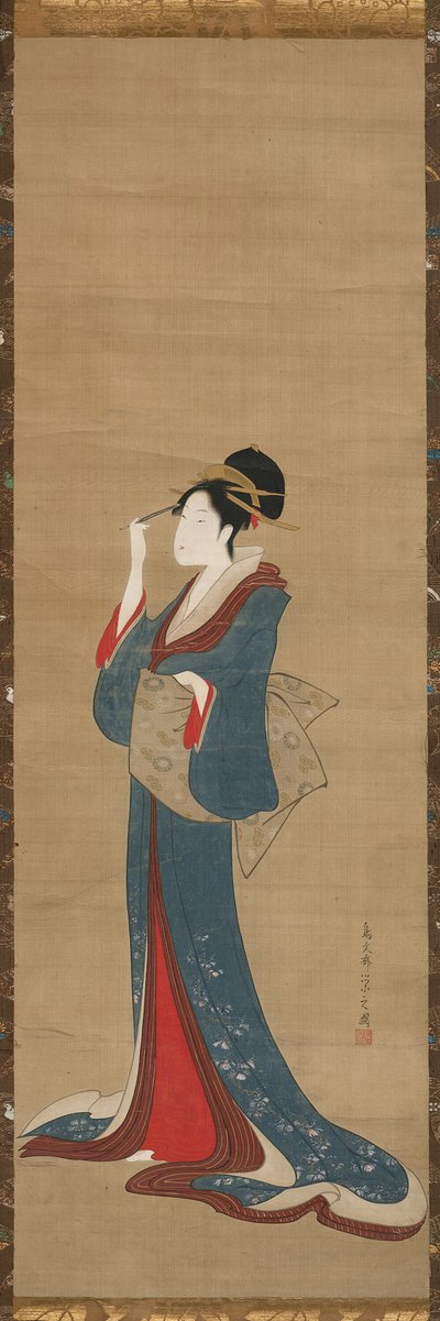 استبدال الجمال دبوس شعرها بواسطة Chobunsai Eishi