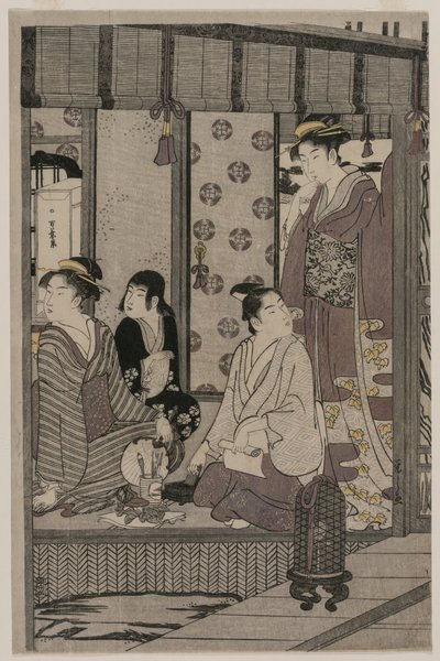 مجد الصباح من سلسلة حكاية جينجي في فستان أنيق حديث ، ج. 1790. بواسطة تشوبونساي إيسي