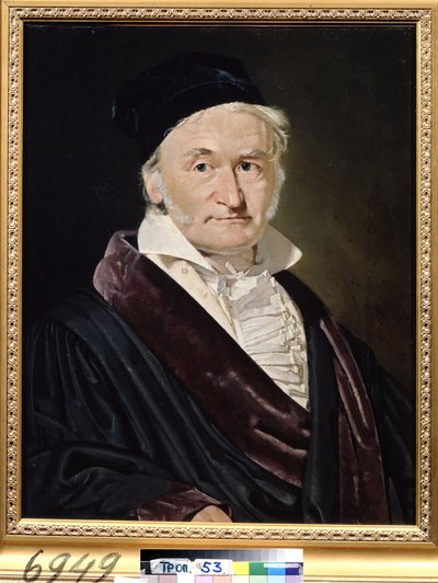 "" Portrait ducientifique allemand Karl (Carl) Friedrich Gauss (1777-1855) "" (صورة لعالم الرياضيات والفلك والفيزيائي كارل فريدريش جاوس (1777-1855)) بينتور دي كريستيان ألبريشت جنسن (1792-1870) 1840 ديم. 66x52 سم متحف بوشكين ، م بواسطة كريستيان ألبريشت جنسن