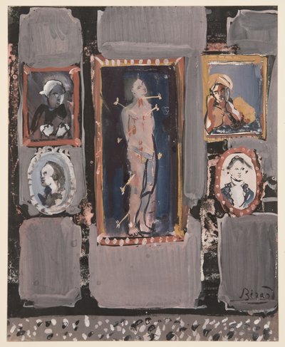 القديس سيباستيان على خلفية رمادية ، ج. 1935-1945 (جواش على ورق) بواسطة كريستيان بيرارد