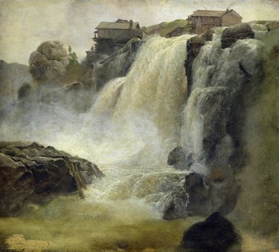Haugfoss في النرويج ، 1827 (زيت على ورق على متن الطائرة) بواسطة كريستيان إرنست برنهارد مورجينسترن