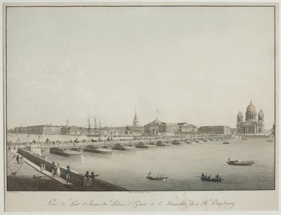 منظر لجسر القديس إسحاق في بطرسبورغ - كريستيان جوتليب هامر (1779-1864). النقش ، بالألوان المائية ، قبل عام 1820. متحف الدولة لتاريخ سانت بطرسبرغ بواسطة كريستيان جوتلوب هامر