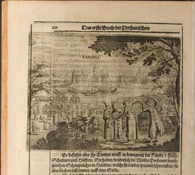 حصن ستارايا لادوجا توضيحي من الرحلات إلى دوق موسكوفي العظيم والملك بواسطة Christian Lorenzen Rothgiesser
