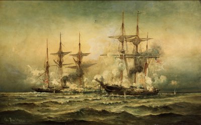 كيرسارج وألاباما قبالة ميناء شيربورج في فرنسا ، 19 يونيو 1864 ، 1870 بواسطة كريستيان بولسن