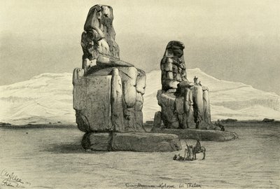 تمثالي ممنون في طيبة ، مصر ، 1898. بواسطة كريستيان فيلهلم أليرز