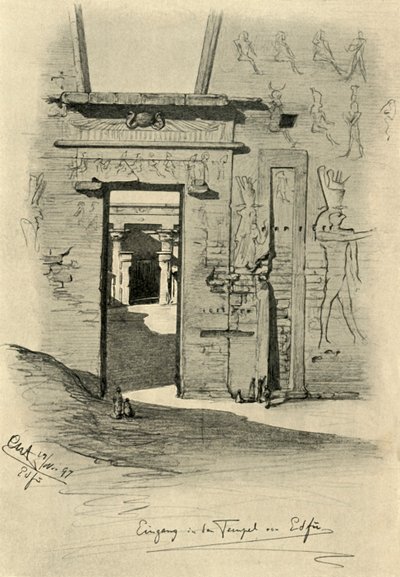 مدخل المعبد في إدفو ، مصر ، 1898. بواسطة كريستيان فيلهلم أليرز