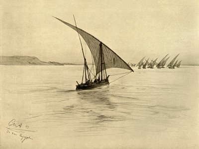 فلوكات على نهر النيل ، القاهرة ، مصر ، 1898. بواسطة كريستيان فيلهلم أليرز
