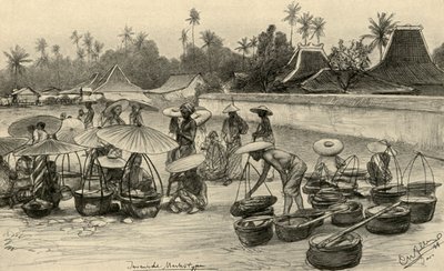 مشهد السوق ، جافا ، 1898. بواسطة كريستيان فيلهلم أليرز