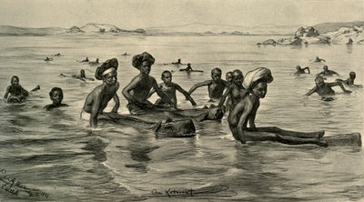 رجال في نهر النيل عند أول شلال ، مصر ، 1898. بواسطة كريستيان فيلهلم أليرز