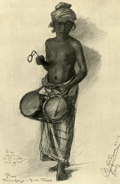 بينا - فتى طبال في معبد بوذي ، كاندي ، سيلان ، 1898. بواسطة كريستيان فيلهلم أليرز