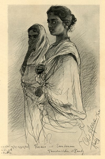 روزاما وساندنام ، الفتيات التاميل ، كاندي ، سيلان ، 1898. بواسطة كريستيان فيلهلم أليرز