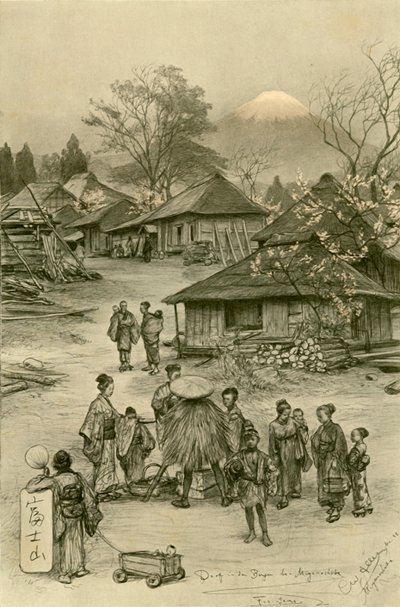 قرية بالقرب من جبل فوجي ، ميانوشيتا ، اليابان ، 1898. بواسطة كريستيان فيلهلم أليرز