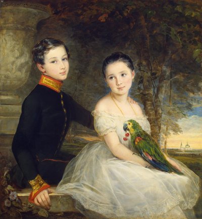 الأطفال مع الببغاء روبرتسون ، كريستينا (1796-1854) بواسطة كريستينا روبرتسون