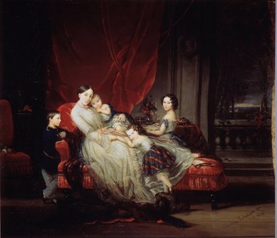 "" صورة لدوقة روسيا الكبرى ماري نيكولايفنا (1819-1876) مع أربعة من أطفالها (ماري ونيكولاس ويوجيني ويوجين بيبي) "لوحة كريستينا روبرتسون (1796-1854) 1849 متحف الدولة الروسي ، سانت بطرسبرغ بواسطة كريستينا روبرتسون