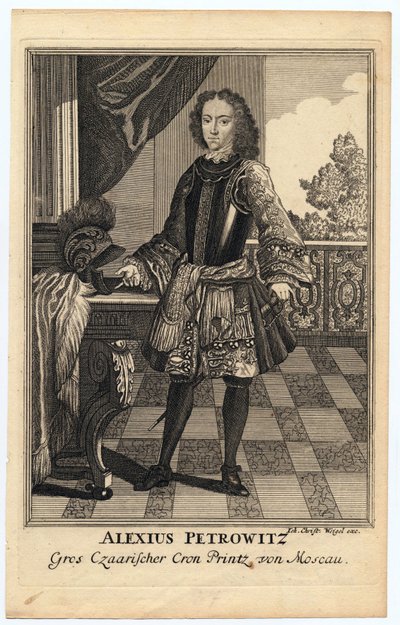 صورة تساريفيتش أليكسي بتروفيتش من روسيا (1690-1718) (أليكسيس بتروفيتش رومانوف) - ويجل ، كريستوف (1654-1725) - 1710 - نقش على النحاس - 31،2 × 19،7 - مجموعة خاصة بواسطة كريستوف ويجل