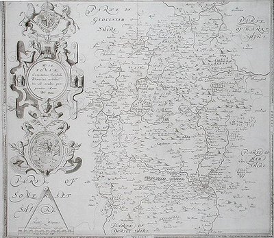 خريطة ويلتشير ، نقشها ويليام ويب ، نُشرت عام 1645 (نقش) بواسطة كريستوفر (بعد) ساكستون