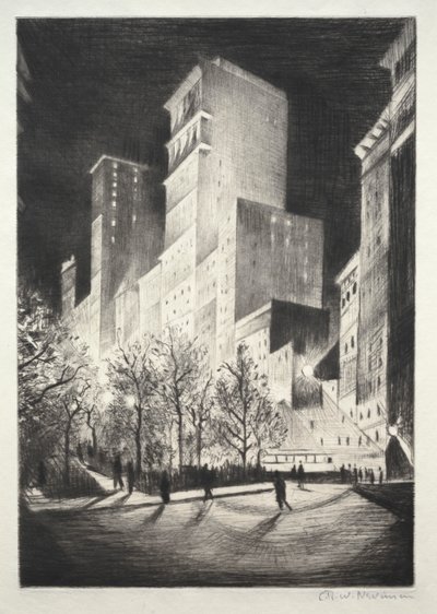 Three AM: A Corner by Madison Avenue (المعروف أيضًا باسم 2 AM New York and Metropolis) بواسطة Christopher Richard Wynne Nevinson