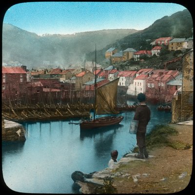 Polperro ، كورنوال ، أواخر القرن التاسع عشر أو أوائل القرن العشرين. بواسطة قسم فانوس جيش الكنيسة