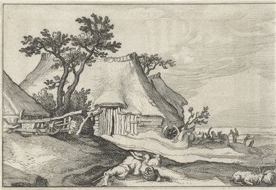 المزرعة والرعى مع الغنم والماعز المناظر الطبيعية مع المزارع (عنوان السلسلة) بواسطة كلايس جانز. فيشر (الثاني)