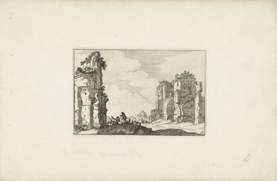 راعيان في حالة خراب المناظر الطبيعية الإيطالية مع الآثار (عنوان المسلسل) Variae Antiquitates Romanae (عنوان السلسلة على الكائن) بواسطة ويليم فان نيولانت (الثاني)
