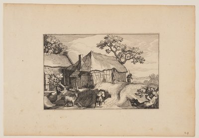 مسار على طول حظيرة، من المناظر الطبيعية (Verscheyden aerdige Lanthuysen...) بواسطة Claes Jansz. Visscher