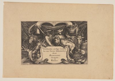 صفحة العنوان، من المناظر الطبيعية (Verscheyden aerdige Lanthuysen...) بواسطة Claes Jansz. Visscher