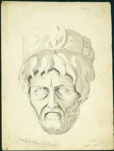رأس رجل ، 1874 (مرحاض وقلم رصاص على ورق) بواسطة كلود كوندر