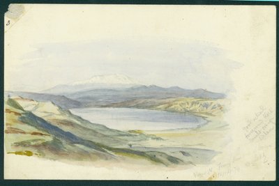 جبل حرمون وبحر الجليل ، 1874 (مرحاض وقلم رصاص على ورق) بواسطة كلود كوندر