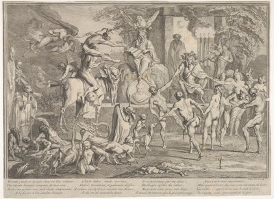 السحرة السبت ، ضمن مشهد ليلي ، مستحضر الأرواح يجلس في المركز العلوي ... ، كاليفورنيا. 1700-1720. بواسطة كلود جيلو