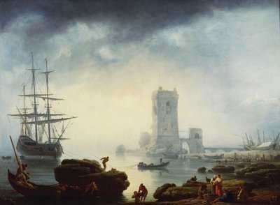 مشهد ميناء البحر الأبيض المتوسط: الصباح ، 1745 بواسطة Claude Joseph Vernet
