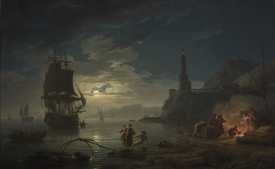 المشهد الساحلي في ضوء القمر ، 1769 بواسطة كلود جوزيف فيرنيه
