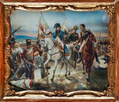 نابليون في معركة فريدلاند (1807) - فيرنت ، كلود جوزيف (1714-1789) - ألوان مائية ، غواش على قرن - 8x9،5 - مجموعة خاصة بواسطة كلود جوزيف فيرنيه