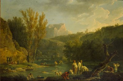 مشهد النهر مع باثرز ، 1768-1770 بواسطة كلود جوزيف فيرنيه
