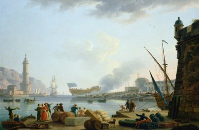إطلاق السفينة الحربية عند مصب الميناء 1781 بواسطة كلود جوزيف فيرنيه