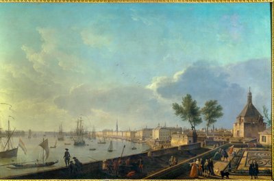 ميناء بوردو مع الأسوار لوحة جوزيف فيرنيه (1714-1789) من القرن الثامن عشر. باريس. المتحف البحري بواسطة كلود جوزيف فيرنيه