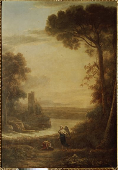 منظر طبيعي مع توبي (توبيت) ورئيس الملائكة رافائيل (1639 ، زيت على قماش) بواسطة كلود لورين