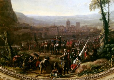 لويس الثالث عشر (1601-1643) أجبر ممر سوسا بالقرب من تورين ، ودافع عنه قوات دوق سافوي في عام 1629. التفاصيل. لوحة لكلود جيلي دي لو لورين (1600-1682) باريس ، متحف اللوفر بواسطة كلود لورين