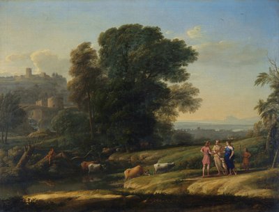 "" Paysage avec Cephale et Procris reunis par Diane "" (منظر طبيعي مع Cephalus و Procris لم شمل ديانا) لوحة لكلود لورين (1600-1682) زيت على قماش 1645 خافت 101.5x133 سم المتحف الوطني ، لندن بواسطة كلود لورين