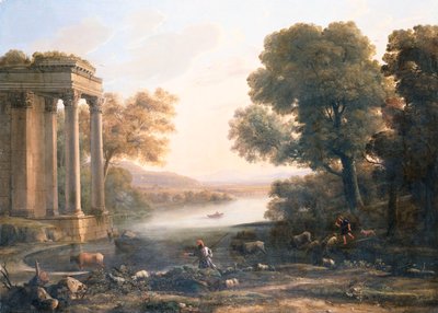 منظر رعوي مع معبد مدمر ، c.1638 بواسطة كلود لورين