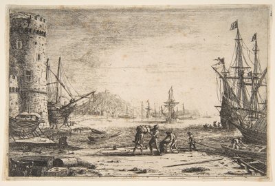 ميناء مع برج كبير ، كاليفورنيا. 1641. بواسطة كلود لورين
