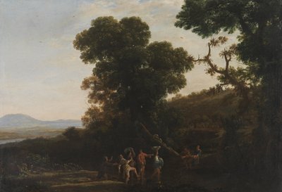 منظر طبيعي مع خوض الأشكال عبر تيار ، 1636-1637 بواسطة كلود لورين