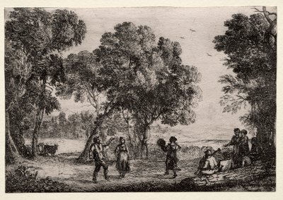 منظر طبيعي مع طبق صغير للرقص الريفي ، ج. 1637. بواسطة كلود لورين